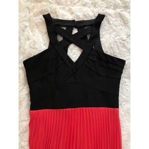 Strappy Coral and Black Prom/Formal Dress